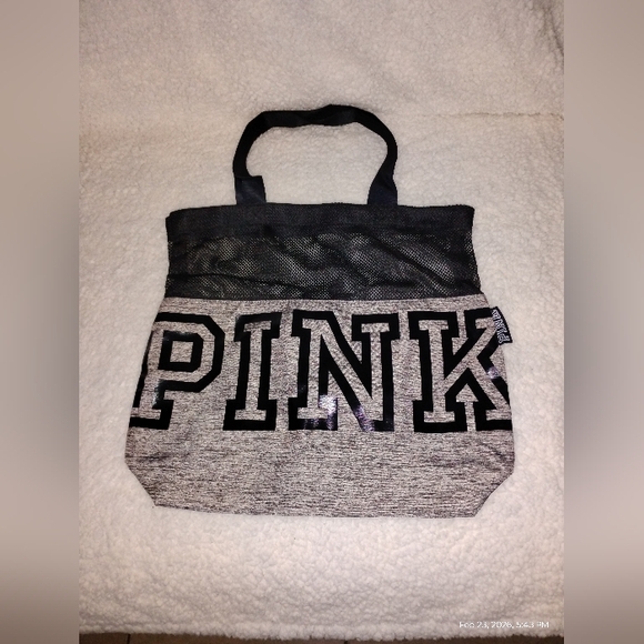 PINK Victoria's Secret Handbags - "PINK" VICTORIA'S SECRET GRAY AND BLACK MEDIUM TOTE BAG